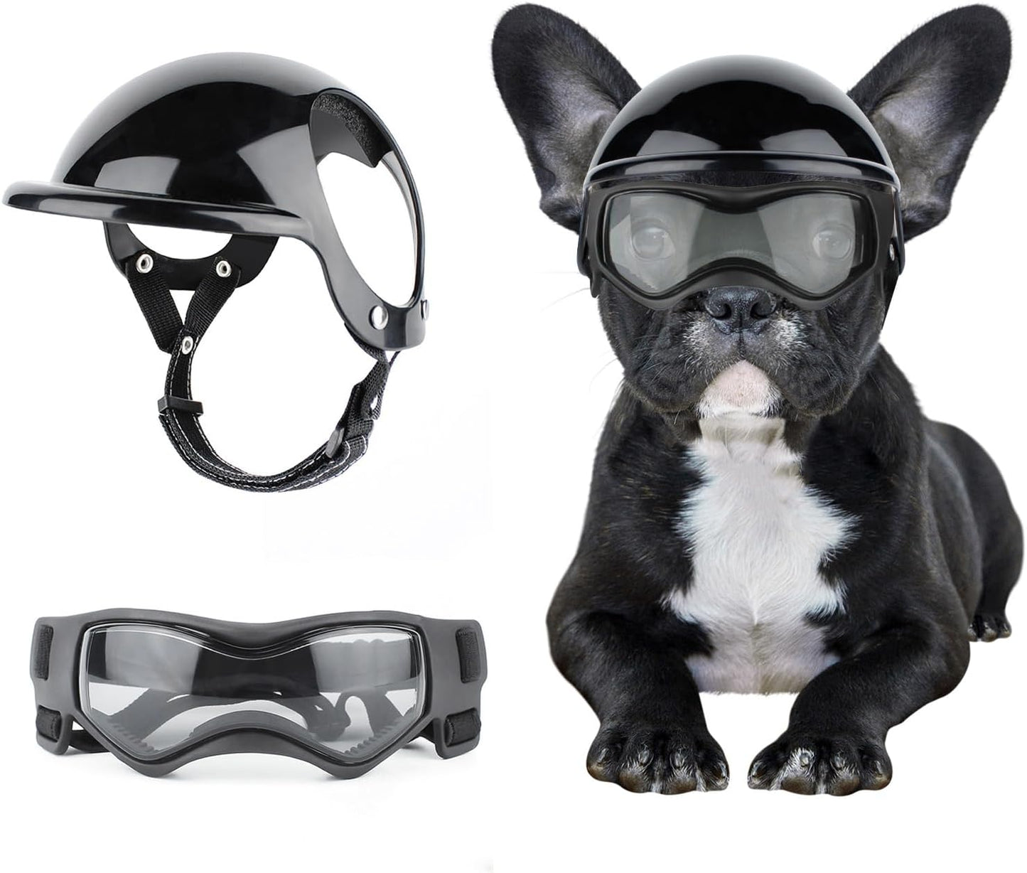 Dog Helmet with Dog Goggles for Small Dogs - Pet Motorcycle Helmet Hat with Ear Holes Adjustable Straps Safety Helmet for Puppy Riding - Pink - Image 9
