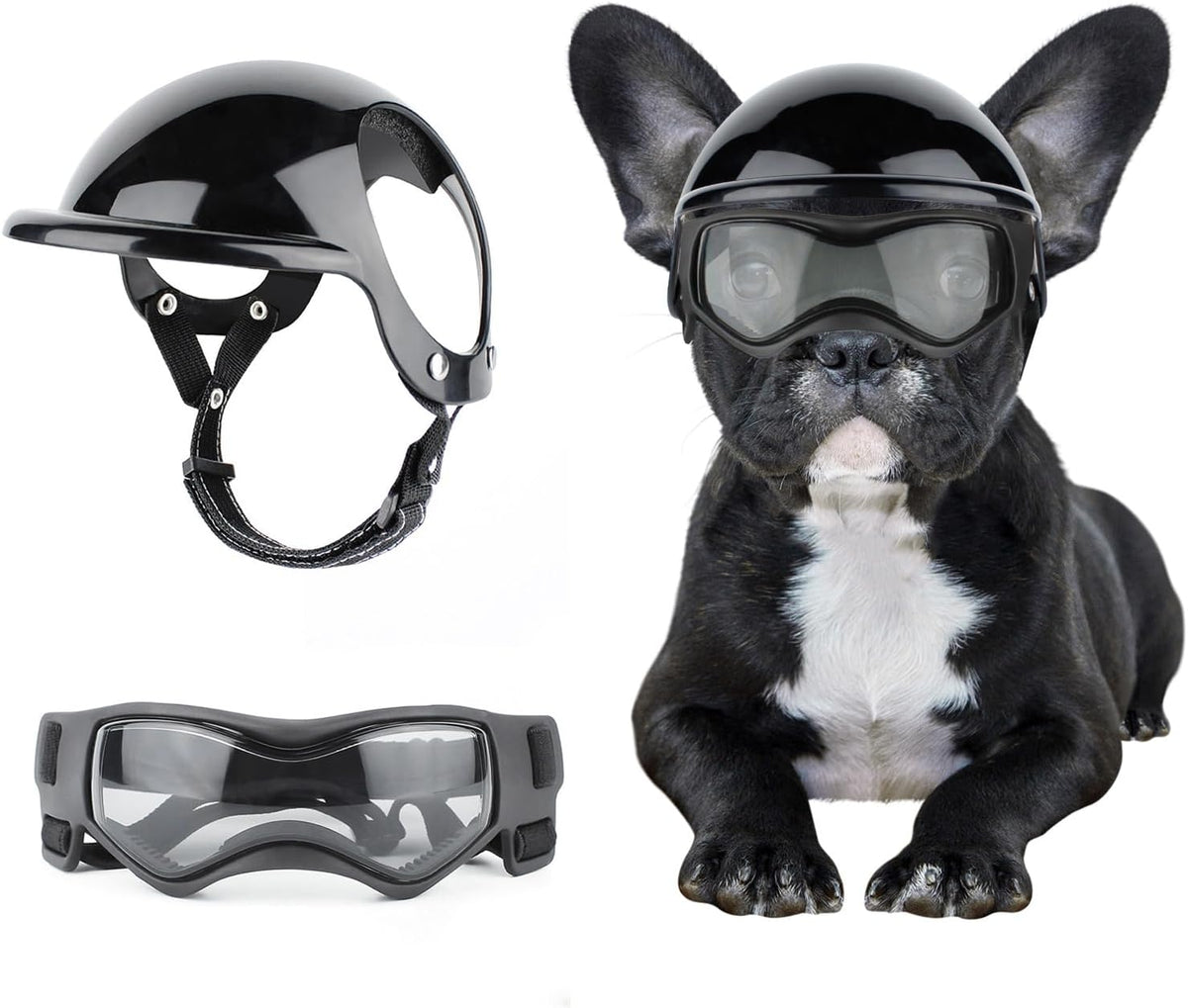 Dog Helmet with Dog Goggles for Small Dogs - Pet Motorcycle Helmet Hat with Ear Holes Adjustable Straps Safety Helmet for Puppy Riding - Pink - Image 9