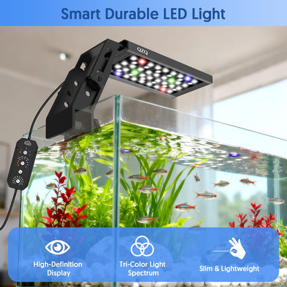 QZQ full spectrum aquarium grow light displaying its colorful RGB mode.