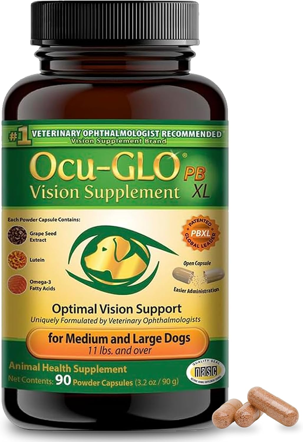 Ocu-GLO PB Vision Supplement for Small Dogs & Cats - Easy to Administer Powder Blend with Lutein, Omega-3 Fatty Acids, Grape Seed Extract and Antioxidants to Promote Eye Health, 30ct Sprinkle Capsules - Image 10