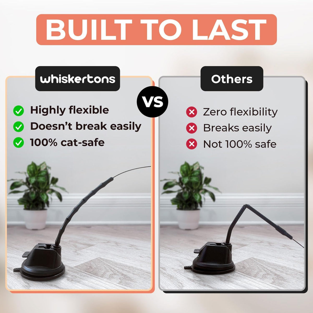 The complete Whiskertons bird simulation cat toy kit unboxed on a smooth floor.