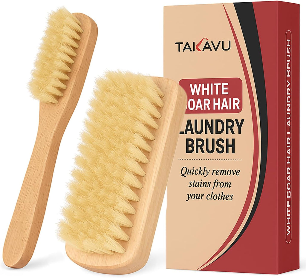 TAKAVU Horse Hair Laundry Brush Set of 2, Soft Natural Bristle Horsehair Stain & Scrub Brush for Clothes, Fabric, Upholstery, Gentle on Delicate Knits Cotton Linen, Washable Stain Remover - Image 9