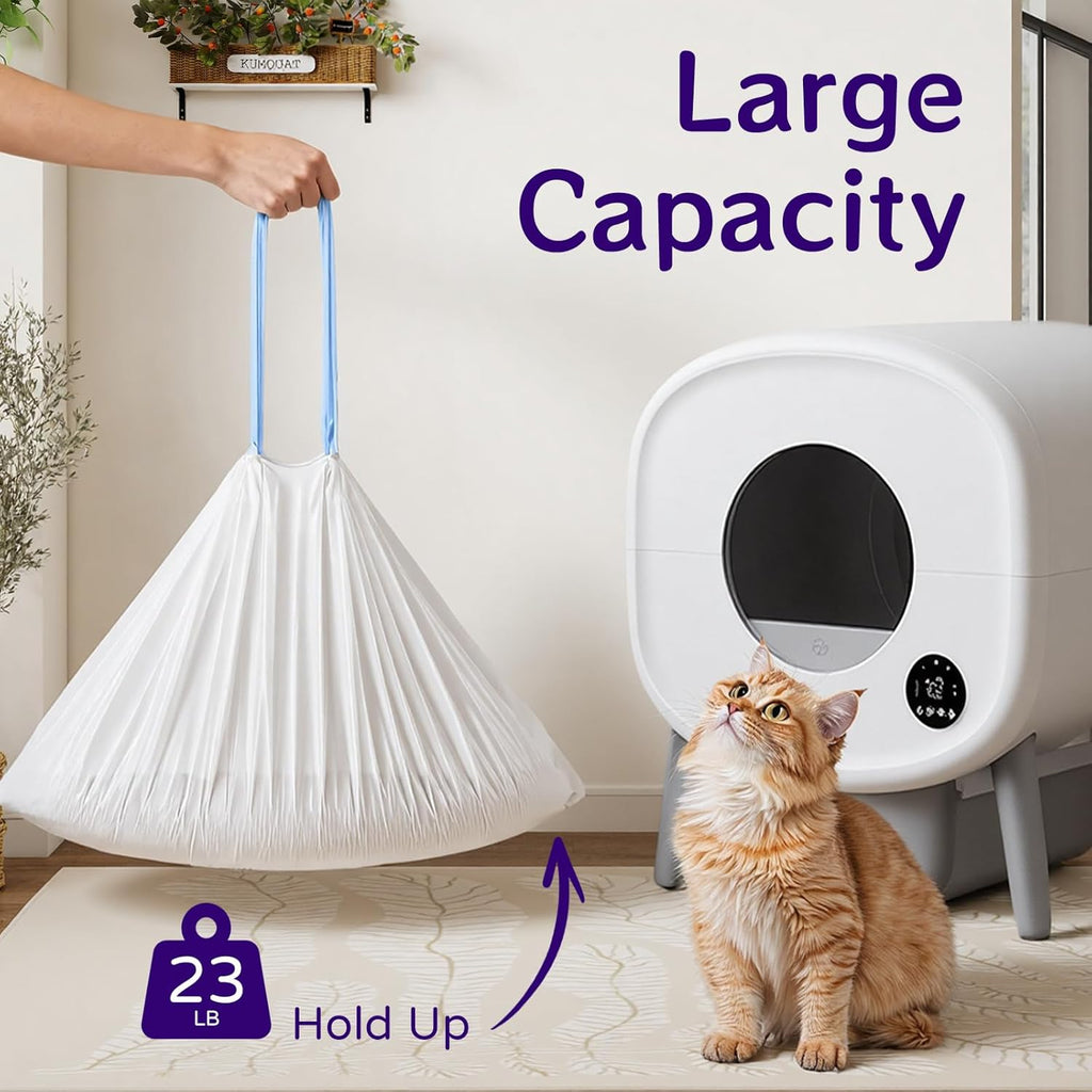 Odor locking cat litter liners package with rolls of bags
