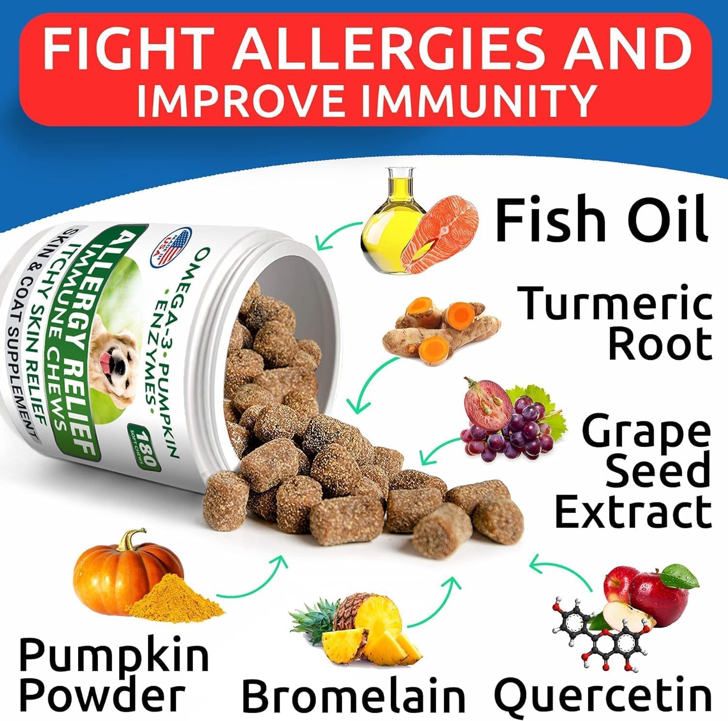 Bark And Spark dog skin health chewable supplements for seasonal allergies