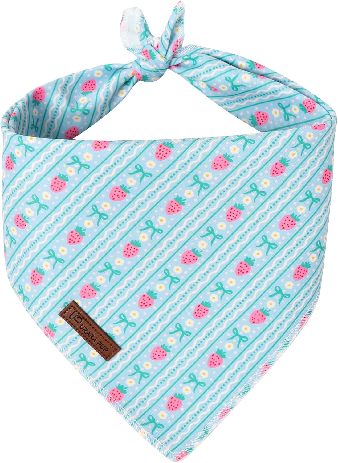 Up Urara Pup strawberry and bowknot dog bandana front view