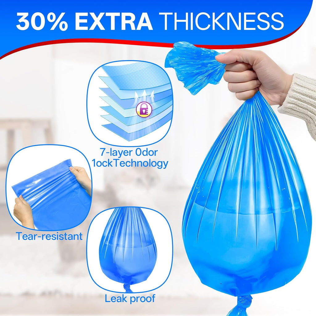 Ten pack replacement bags compatible with extra large cat waste pails