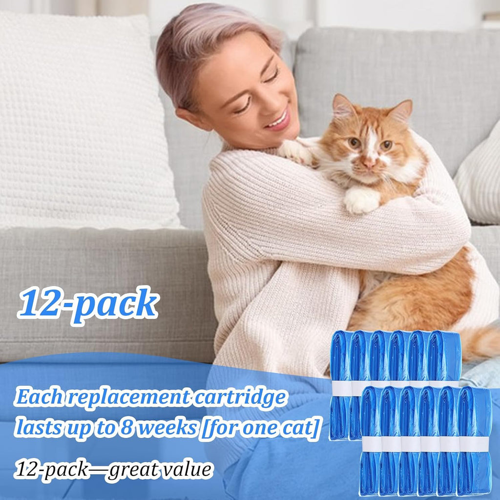 JoyHuaTrade twelve pack cat disposal bag replacements layout showing full contents of the package.
