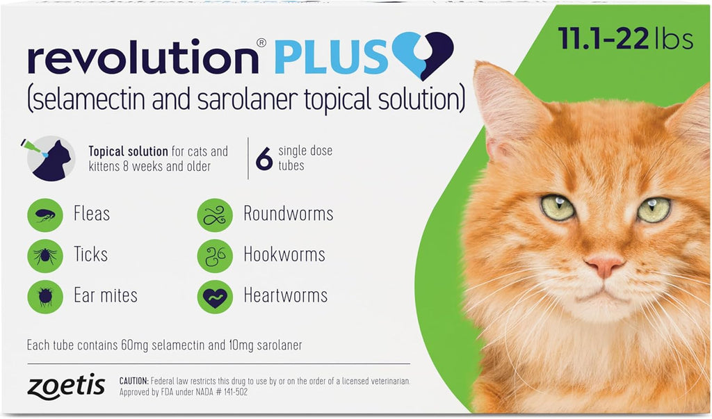 Revolution Plus (selamectin and sarolaner Topical Solution) for Cats, 5.6-11 lbs (Orange), 1 Tube - Image 15