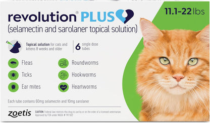 Revolution Plus (selamectin and sarolaner Topical Solution) for Cats, 5.6-11 lbs (Orange), 1 Tube - Image 15