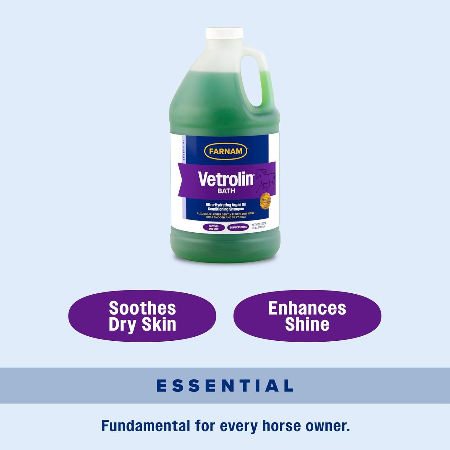 Farnam Vetrolin Bath, Ultra-Hydrating Argan Oil Conditioning Shampoo, Enhances Shine, Soothes Dry Skin, for Horses and Dogs, 64 oz. - Image 7