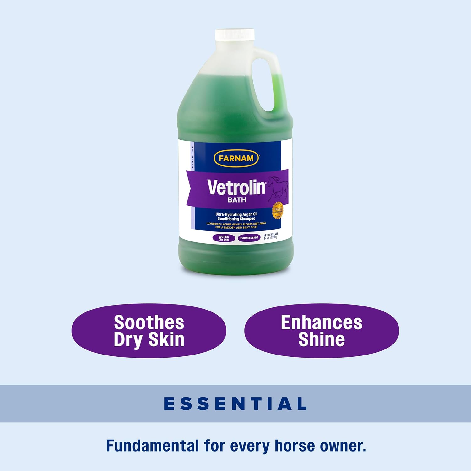Farnam Vetrolin Bath, Ultra-Hydrating Argan Oil Conditioning Shampoo, Enhances Shine, Soothes Dry Skin, for Horses and Dogs, 64 oz. - Image 7