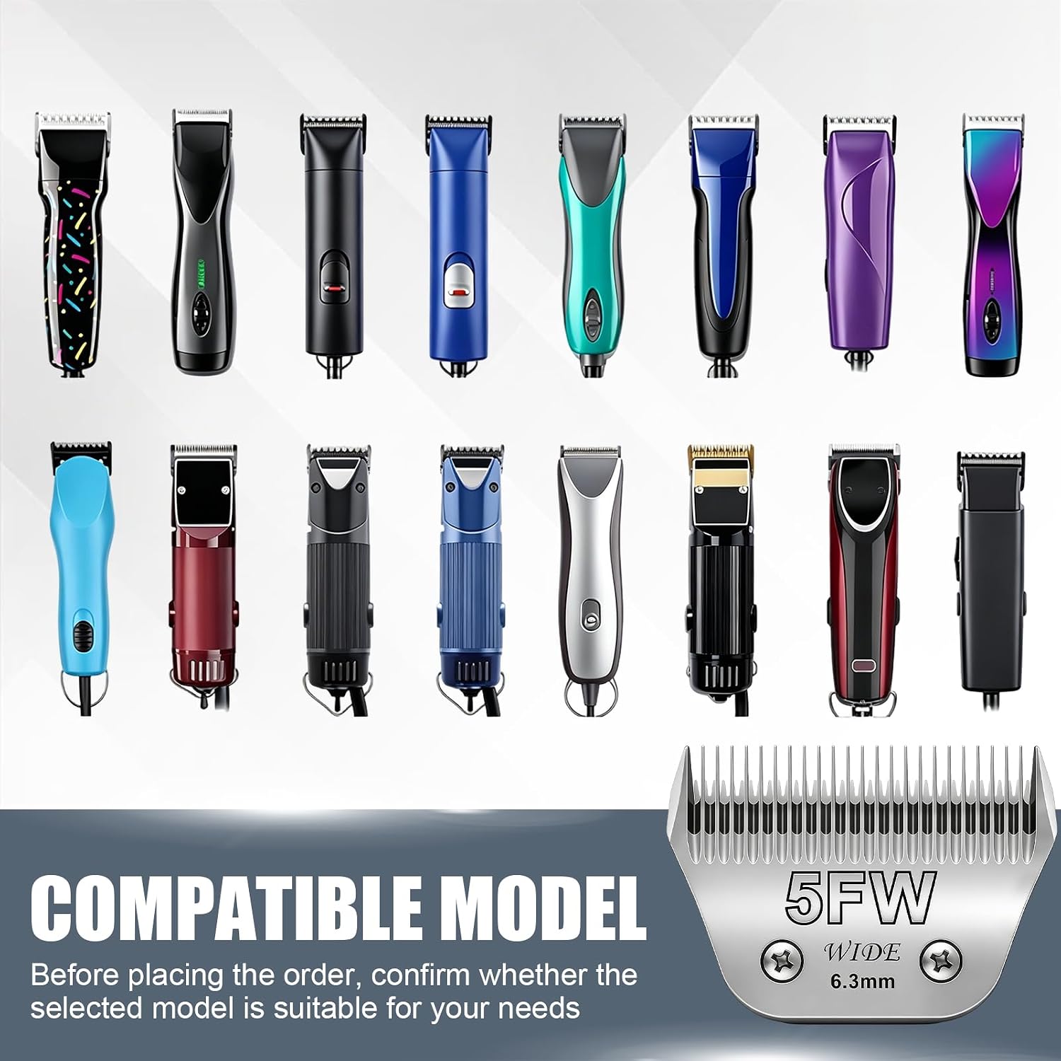 BILLAR wide profile dog grooming blade package contents for pet salons.