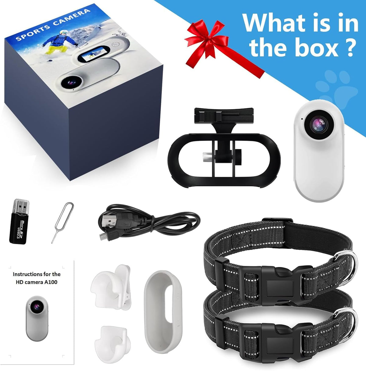 Side profile of ehomful pet sports camera on black collar