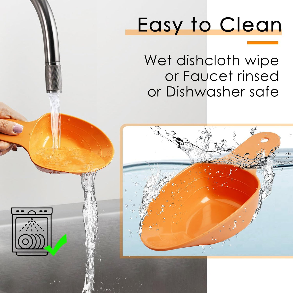 Durable melamine pet feeding scoop hanging on a wall hook