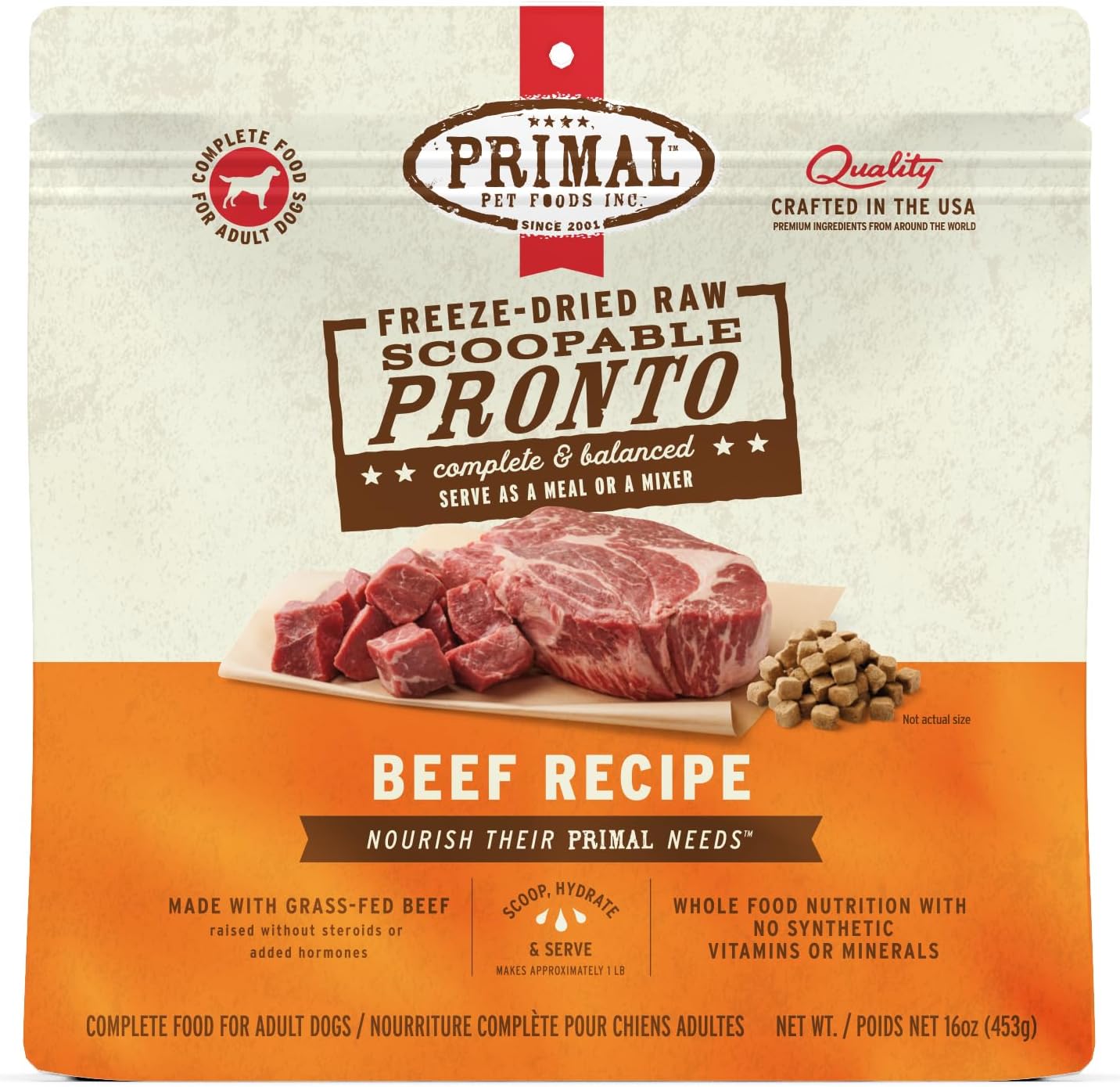 Primal Freeze Dried Dog Food, Pronto Mini Nuggets, Beef; Scoop & Serve, Complete & Balanced Meal; Also Use as Topper or Treat; Premium, Healthy, Grain Free High Protein Raw Dog Food (25 oz) - Image 9