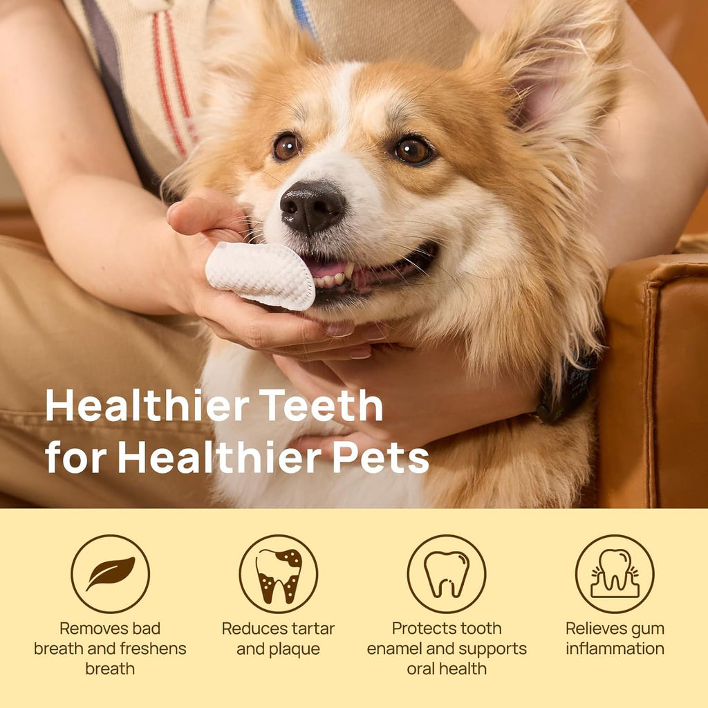 Dental finger wipes for dogs and cats open container