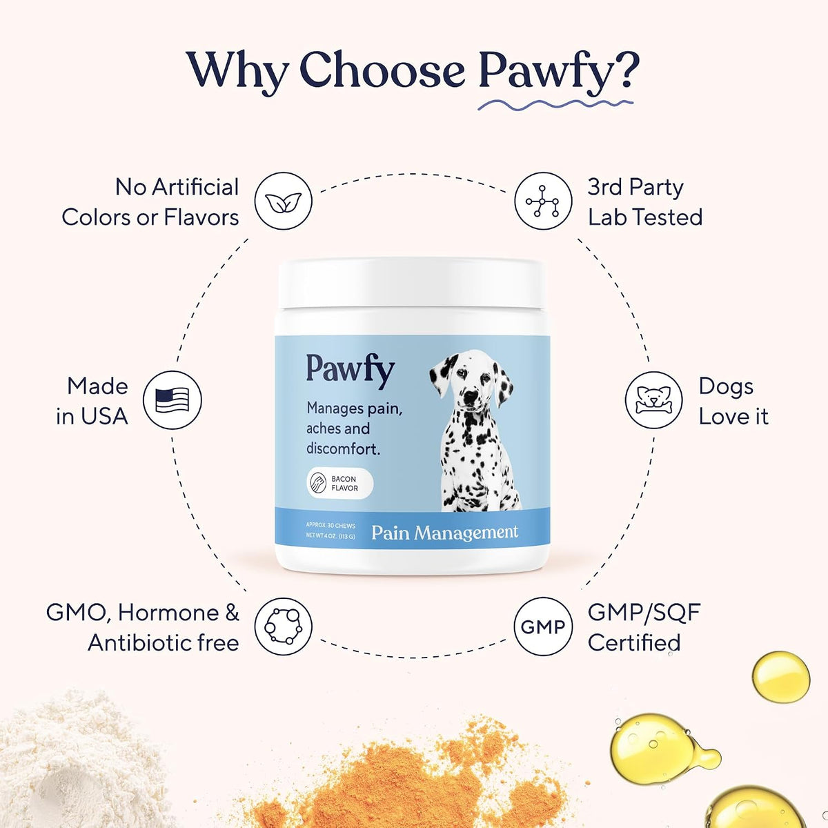 Pawfy advanced joint care soft chew texture detail perfect for picky eating pets.