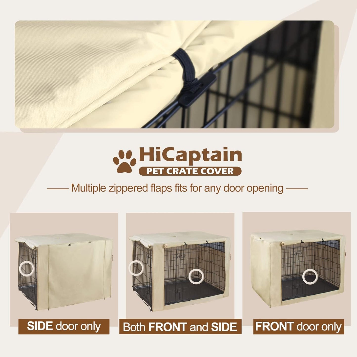 HiCaptain thirty six inch dog crate cover installed in a modern living room setting