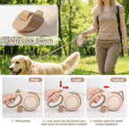 Demonstration of one-handed brake button on retractable leash