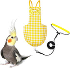 VANFAVORI Bird Diaper Harness Flight Suit Clothes with 80 Inch Flying Leash for Parrots Cockatiel Pet Birds, Denim Blue, S Size, Including A Cotton Pad - Image 11