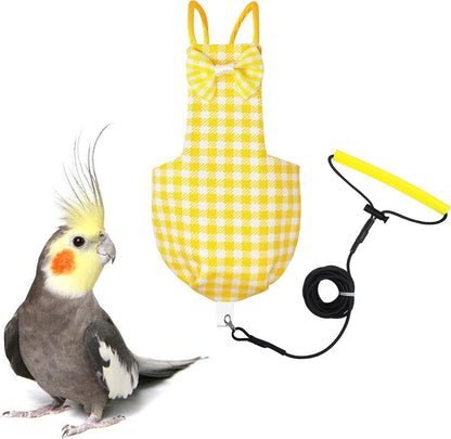 VANFAVORI Bird Diaper Harness Flight Suit Clothes with 80 Inch Flying Leash for Parrots Cockatiel Pet Birds, Denim Blue, S Size, Including A Cotton Pad - Image 11