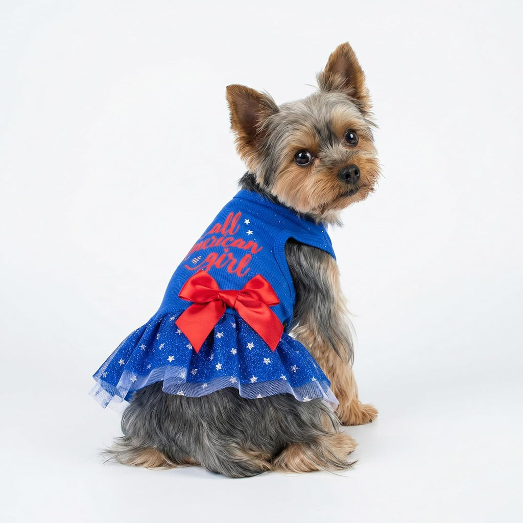 Fitwarm small dog tulle dress showing the high cut belly design for potty breaks