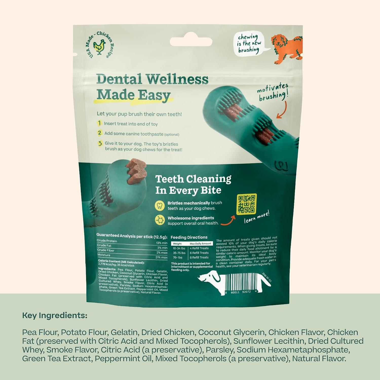 Woof dental chew refill sticks for dog toothbrush toy