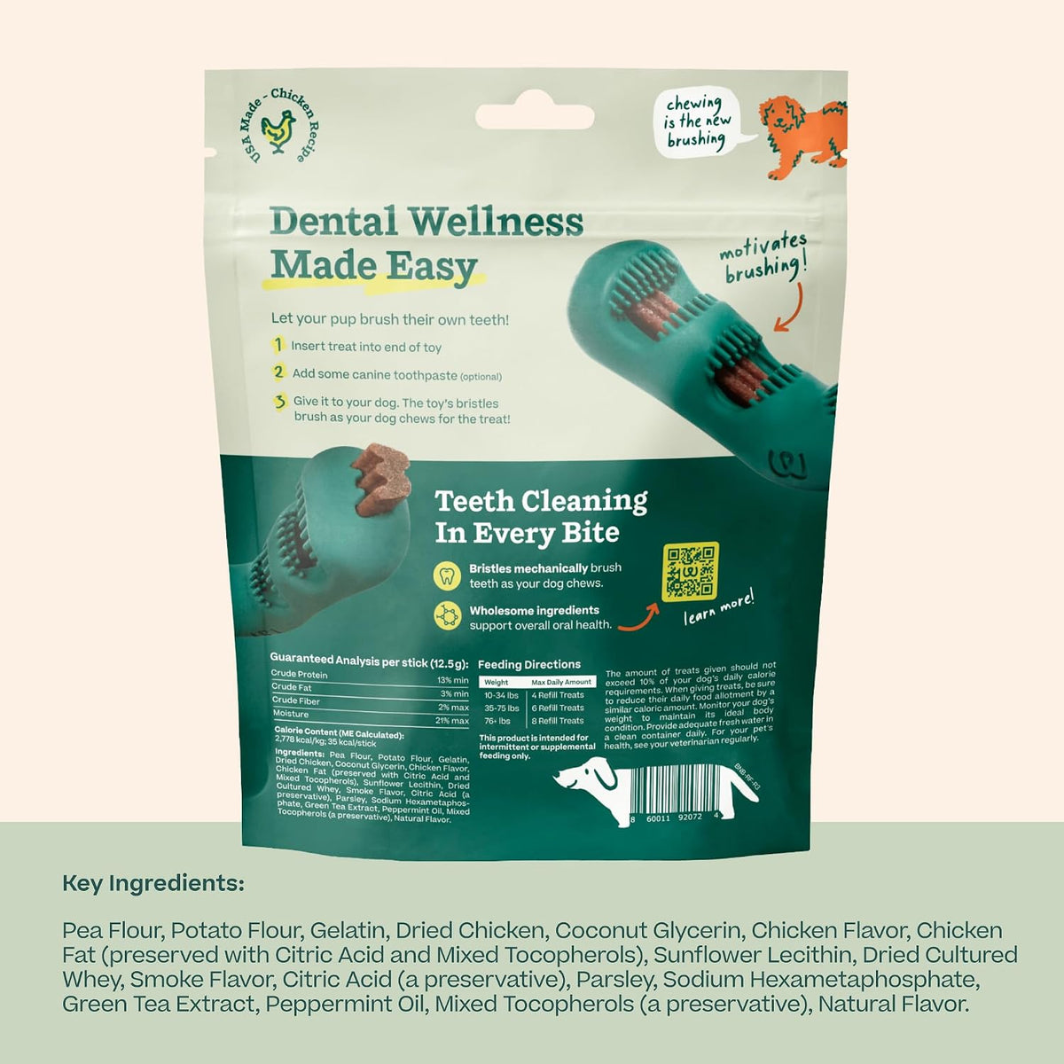 Woof dental chew refill sticks for dog toothbrush toy