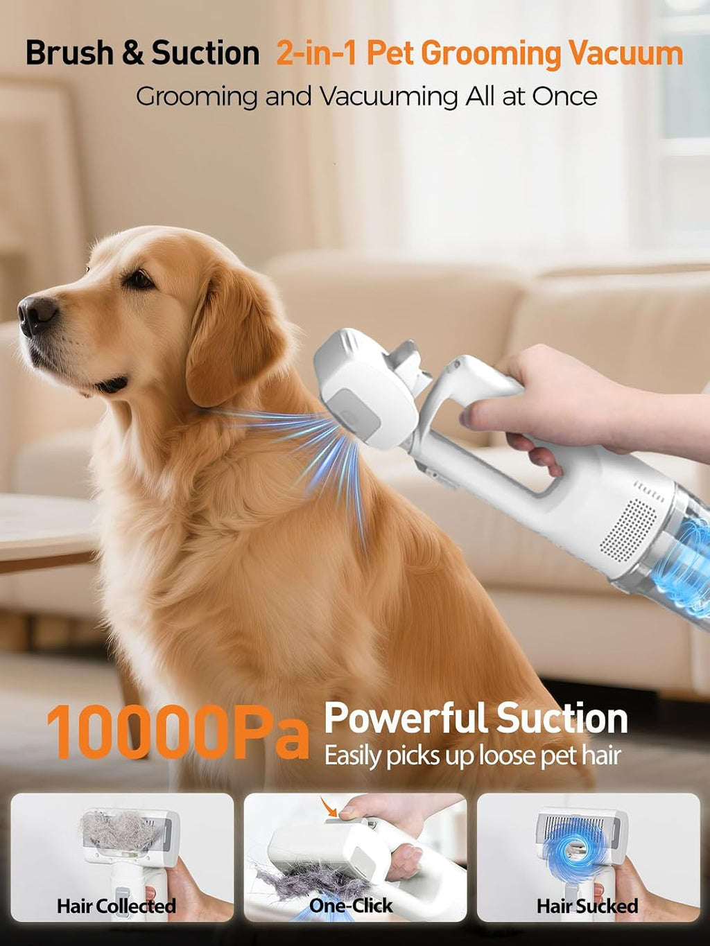 Itutn dog hair remover device demonstrating the one-touch retractable bristle cleaning mechanism