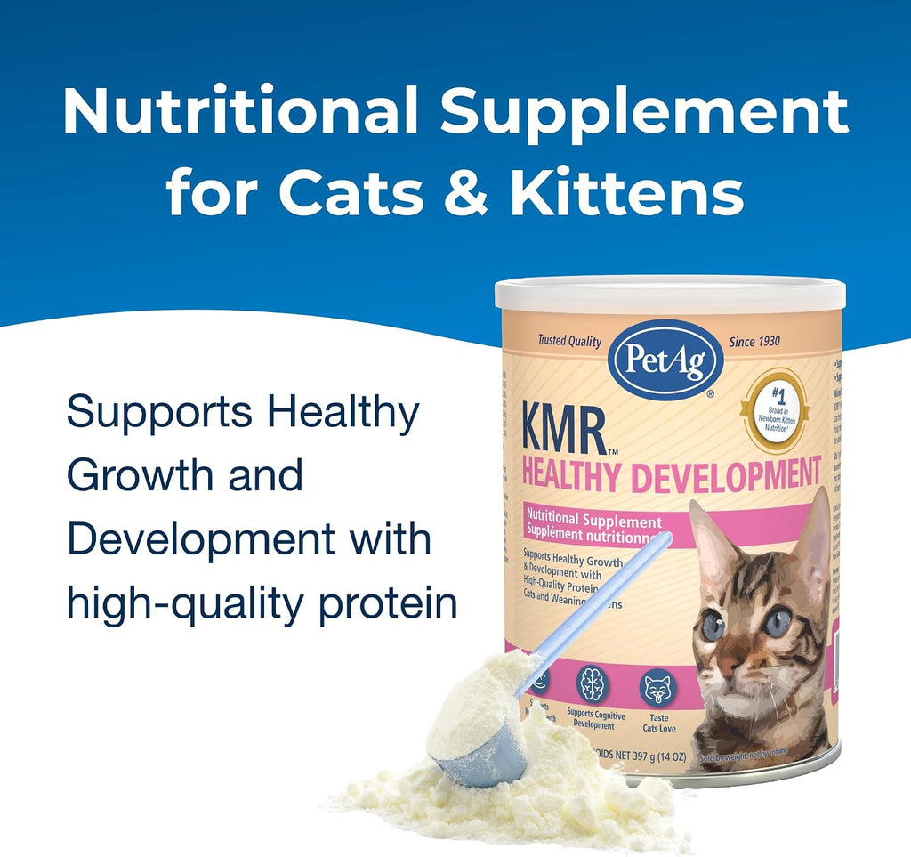 PetAg KMR Healthy Development container with kitten weaning food label