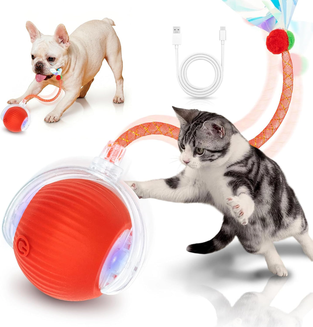 Interactive Cat Toys for Indoor Cats Smart Automatic Ball Rolling for Bored Kitten Pet Upgraded Speedy Moving Chase Dogs Toy Mothers Day Gifts Red - Image 12