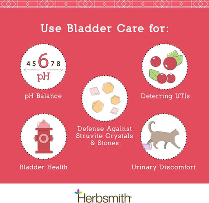 Herbsmith pet bladder care powder formula label and ingredient details.