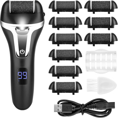SENROU Electric Foot File Callus Remover front view showing LCD display.