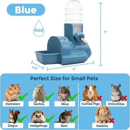 VANNON 3 in 1 Hamster Water Bottle No Drip Small Animal Water Bottle Automatic Bottle Dispenser with Food Container Base Hut and Hideout Base 4oz/120ml,Leekproof, BPA Free - Image 6
