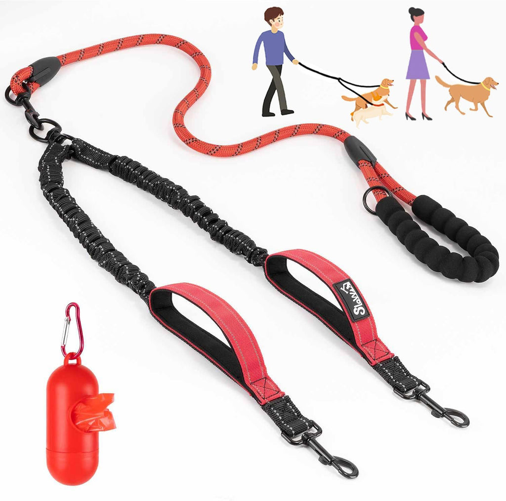 Lukovee Double Dog Leash, No Tangle 360 degrees Swivel Heavy Duty Reflective Lead with Two Padded Handles Dual Dog Splitter, Comfortable Shock Absorbing Walking Training for Small Medium Large Dogs(Blue,M) - Image 14