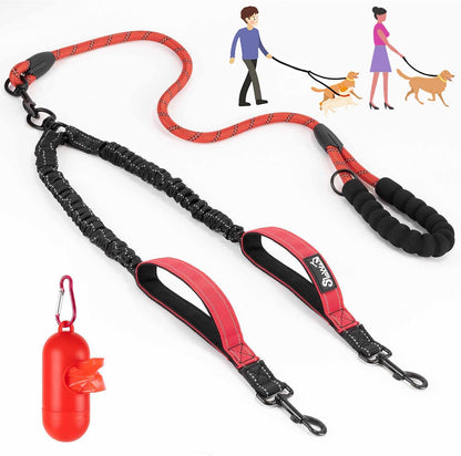 Lukovee Double Dog Leash, No Tangle 360 degrees Swivel Heavy Duty Reflective Lead with Two Padded Handles Dual Dog Splitter, Comfortable Shock Absorbing Walking Training for Small Medium Large Dogs(Blue,M) - Image 14