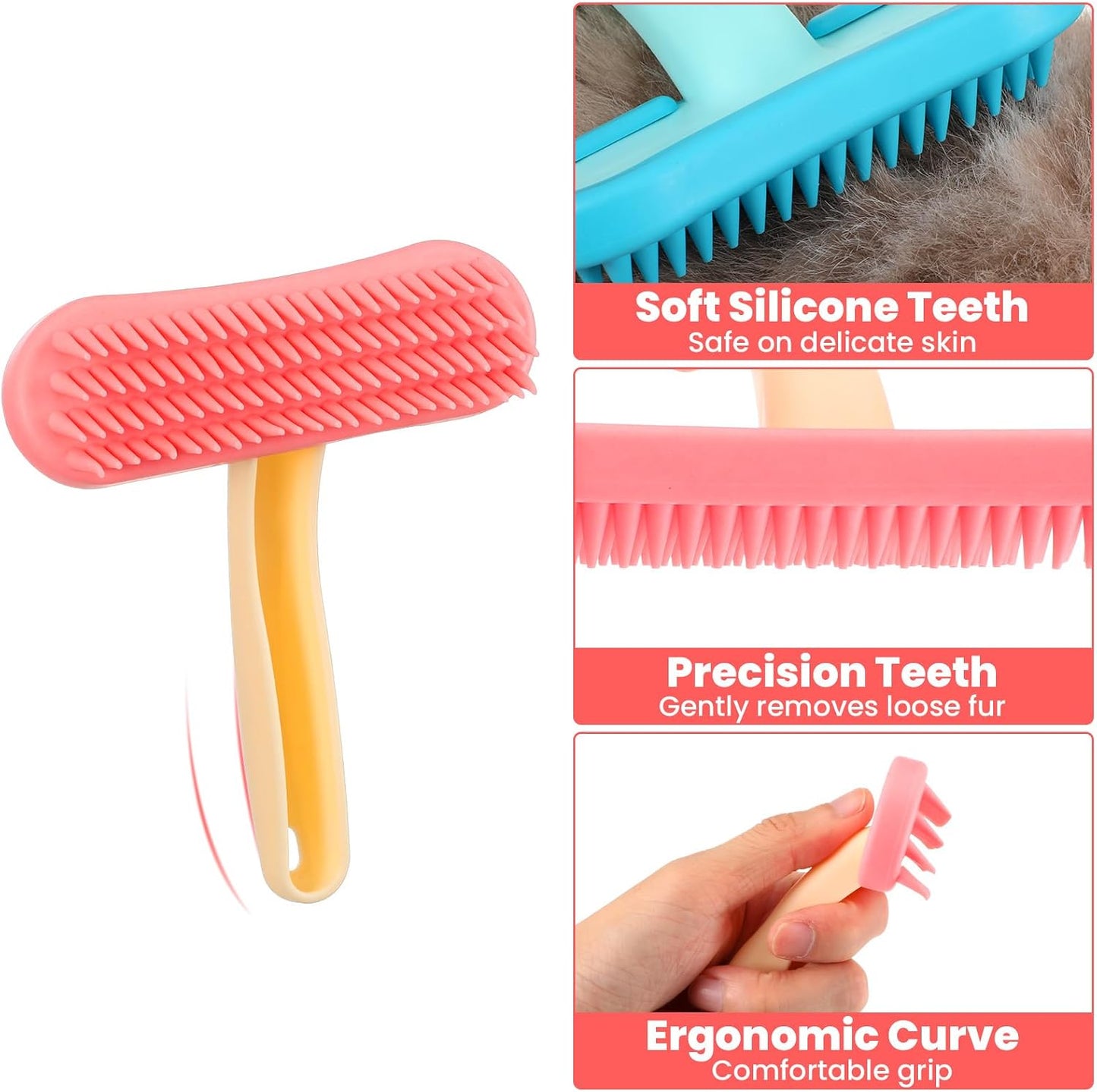 Waterproof HekouJiub pet brush being rinsed clean under running tap water after a grooming session