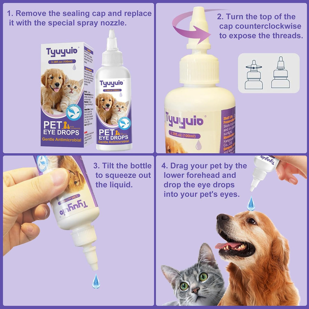 Tyuyuio eye drops for pet pink eye and dryness relief