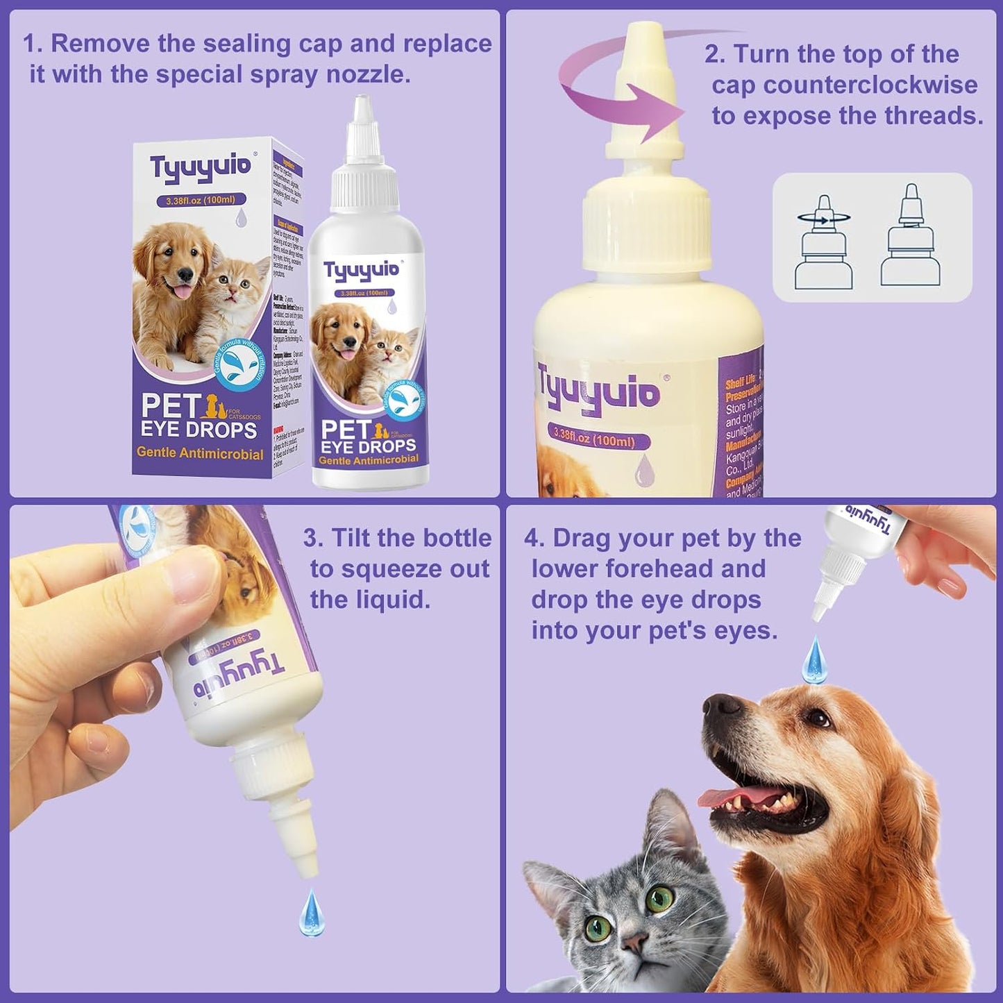 Tyuyuio eye drops for pet pink eye and dryness relief