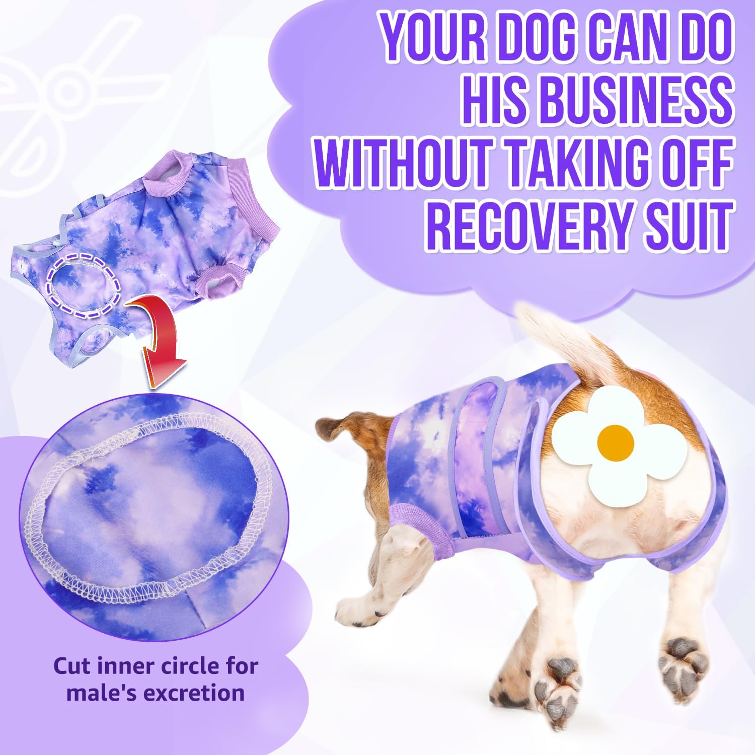 Lukovee pet recovery apparel detailing the adjustable hook-and-loop waist belt mechanism