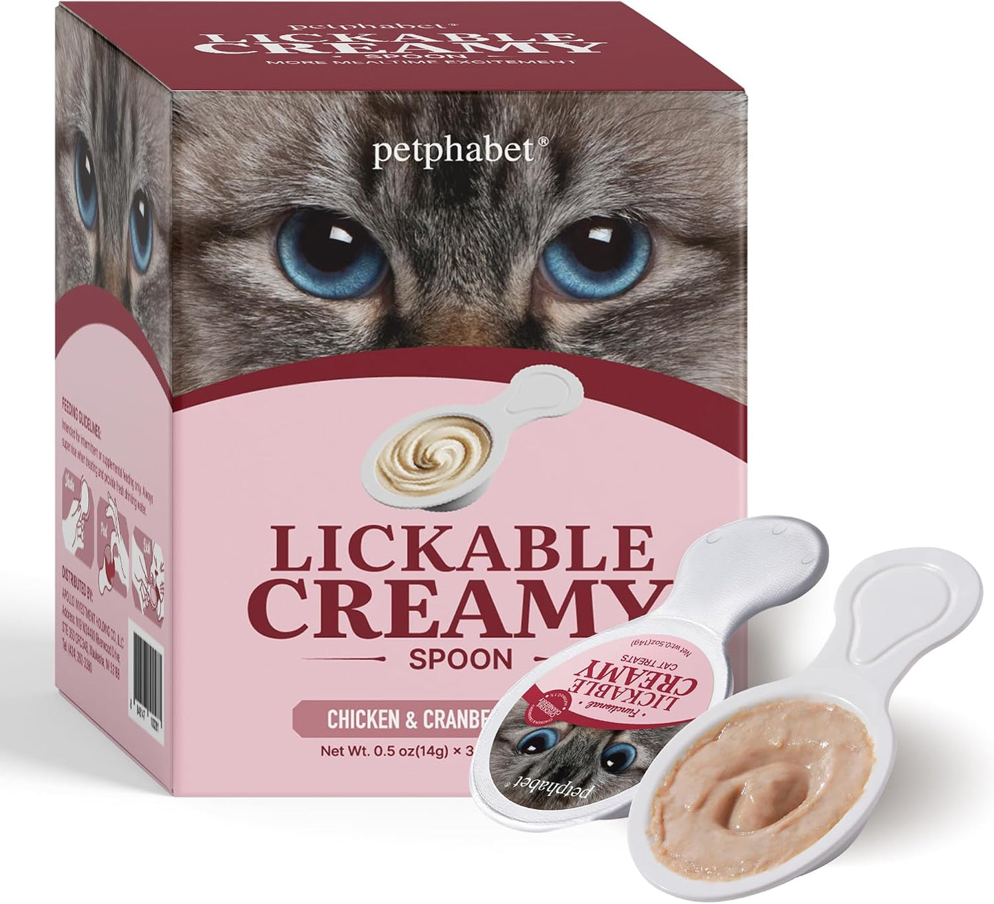 Variety of Petphabet cat treat flavors in spoon containers