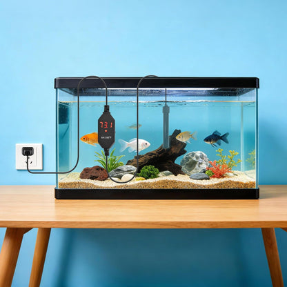Close up of Yofoths compact thumb-size aquarium heater