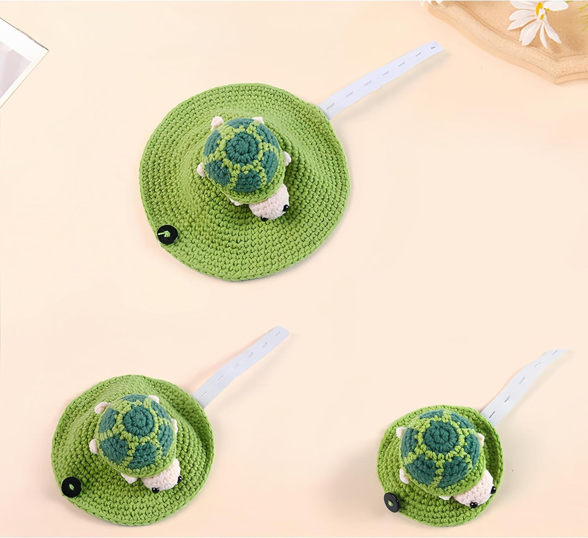Back view of the tortoise clothing highlighting the cute miniature stuffed turtle detail
