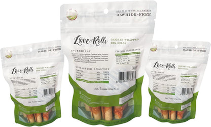Rawhide free chicken wrapped dog chews with barbeque flavor core
