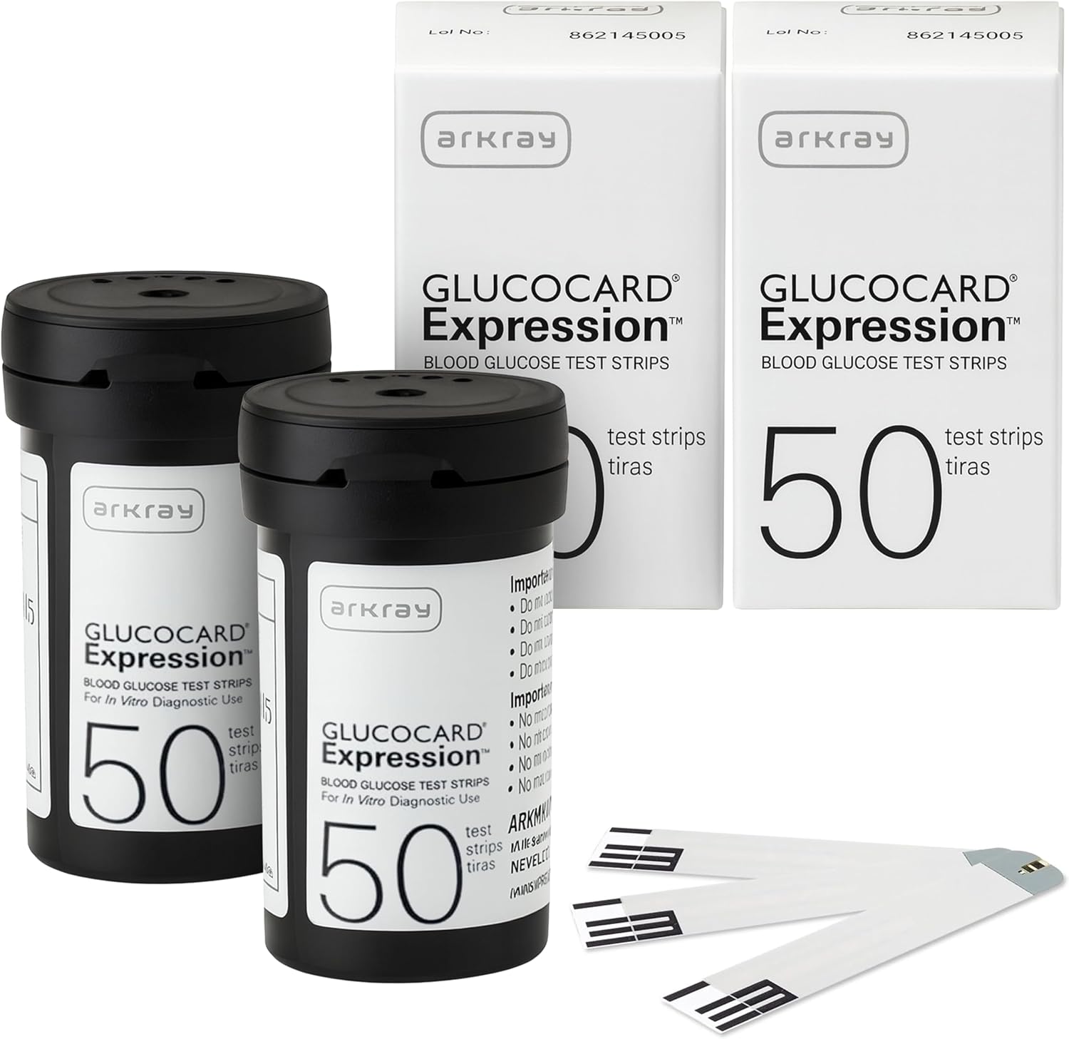 Arkray Glucocard Expression blood glucose test strips one hundred count front package view