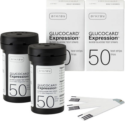 Arkray Glucocard Expression blood glucose test strips one hundred count front package view