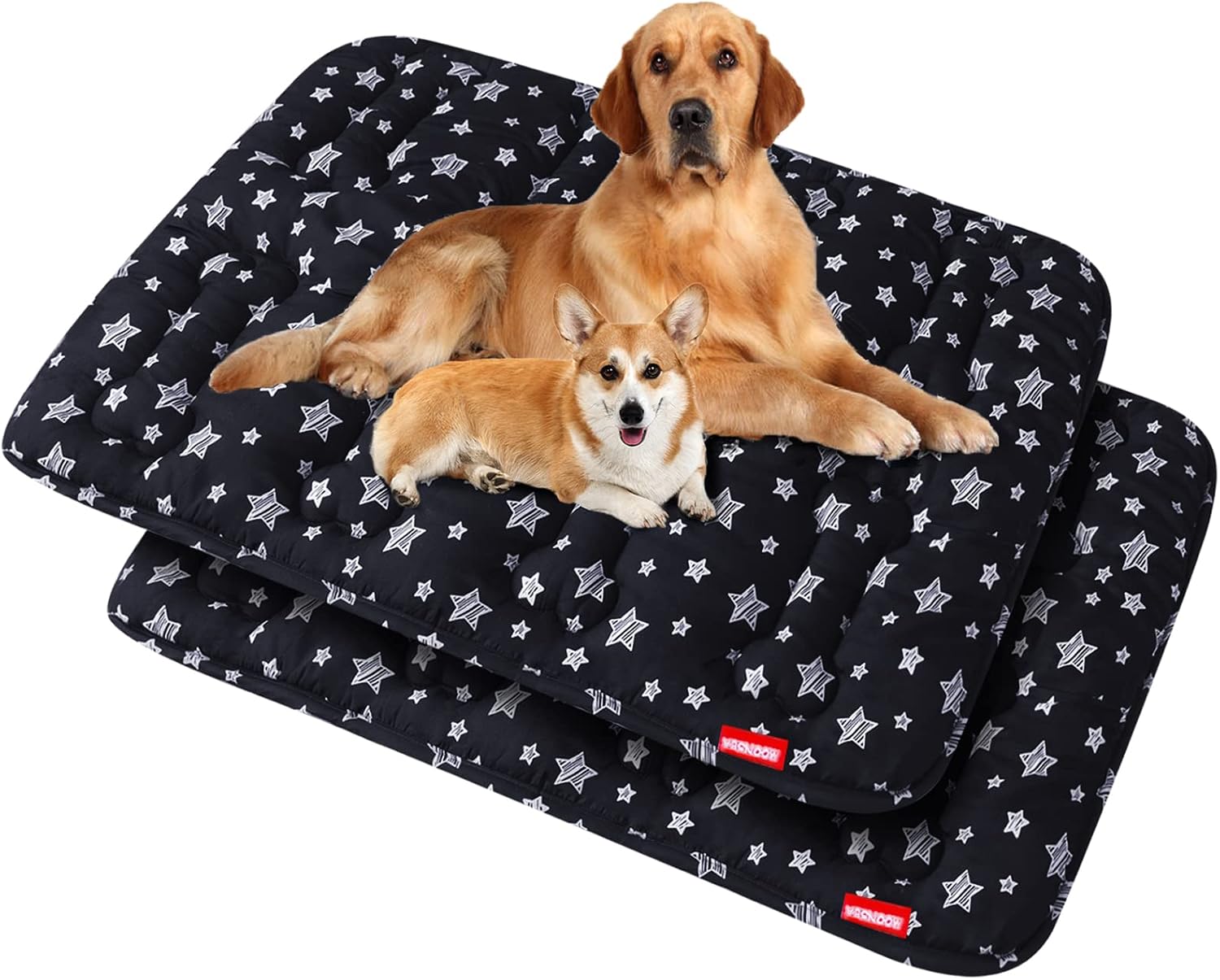 Clean minimalist view of black dog bed mat
