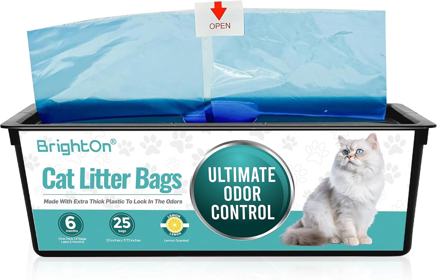 BrightOn(R), 75 Bags, Litter Bag Refill Bags for Genie Easy Roll Litter Bin, Ultimate Odor Control, Lemon Scented (75 Bags / 3 Dispensers) - Image 11