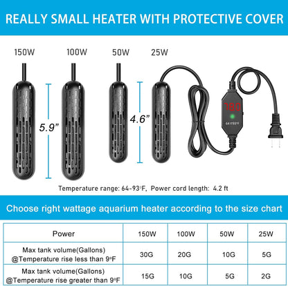 YukiHalu mini fish tank heater inside glass aquarium