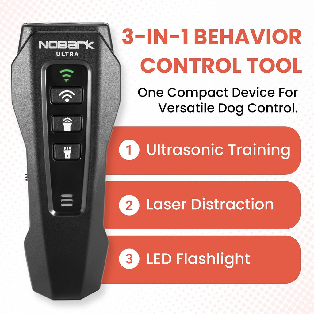 Close up of NoBark Ultra ultrasonic training buttons